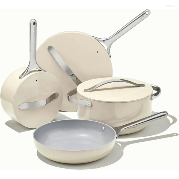 Cookware Sets Set (12 Pieces) 3 Lids And Non-toxic Oven Safety In Kitchen Storage Room Compatible With All Stoves.