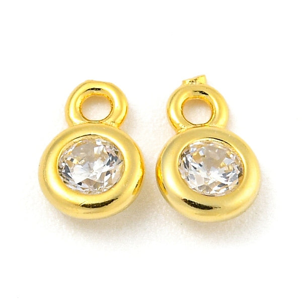 925 breloques rondes plates en argent sterling pavé de zircones cubiques transparentes