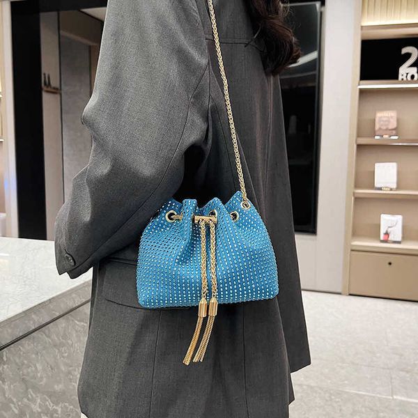 Shoulder Bags This Year s Popular Rhinestone Handbag 2024 New Fashionable and Versatile Tassel Chain Bag with a Trendy Texture One Shoulder