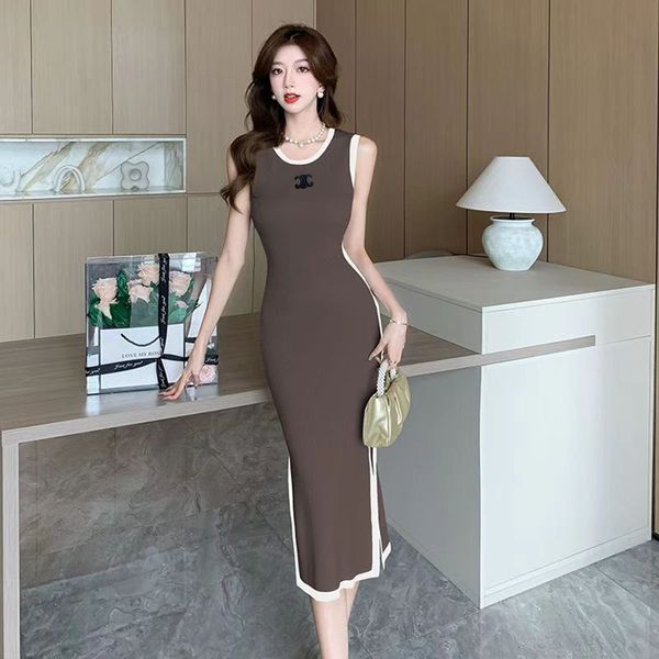 Womens Casual Dresses Sleeveless Printed Designer Vest Shirts Tops Short Tanks Shirts Classic Flat Skirts Woman Slim Outwears Summer Dress V