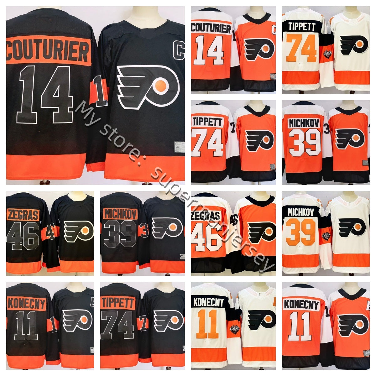 Travi Konecny Flyer Jersey Hockey Matvei Michkov Owen Tippett Sean Couturier Tyson Foerster 14 Bobby Brink Scott Laughton Travi Sanheim Noah Cates G