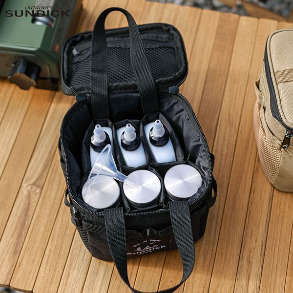 designer bag man outdoor seasoning bottle, portable kitchen seasoning box, picnic solid liquid barbecue seasoning can set, utensils