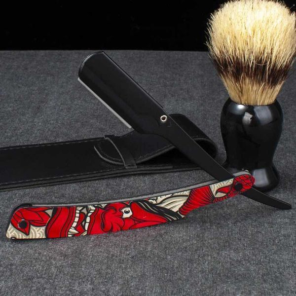 1pcs Colourful Professional Manual Shaver Straight Edge Stainless Steel Sharp Barber Razor Folding Shaving Beard CutterCL240718