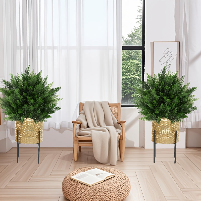 TEMU Artificial Cedar Topiary Ball Christmas Trees For Outdoor Planters With Ground Spike, Cedar Shrubs Bushes Evengreen Plants Outdoor Indoor Front