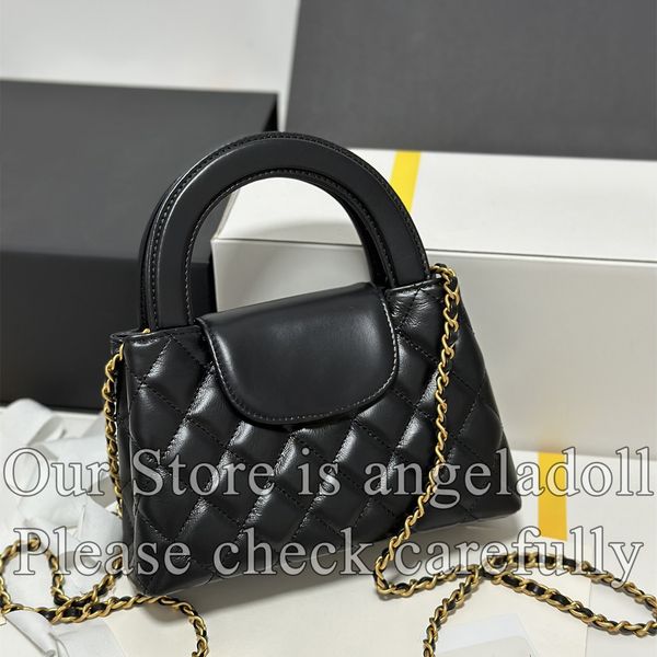 10A Mirror Quality Designer Mini Shopping Bags 19cm Calfskin Handbag for Women Genuine Leather Quilted Bag Crossbody Purse Black Shoulder Ch