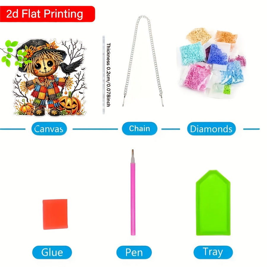 TEMU 2d Printed Acrylic Diamond Painting Kit With Irregular Diamonds - Cartoon-themed Jewelry Pendant, Home Decor, Halloween & Christmas Gifts,