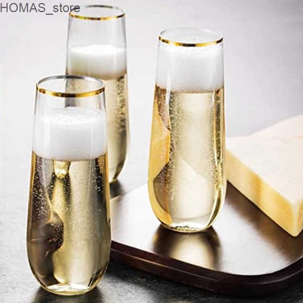 Wine Glasses 270ML Shatterproof Plastic Wine Glass Unbreakable PET Red Wine Tumbler Glasses Cups Reusable Transparent Fruit Juice Beer Cup L