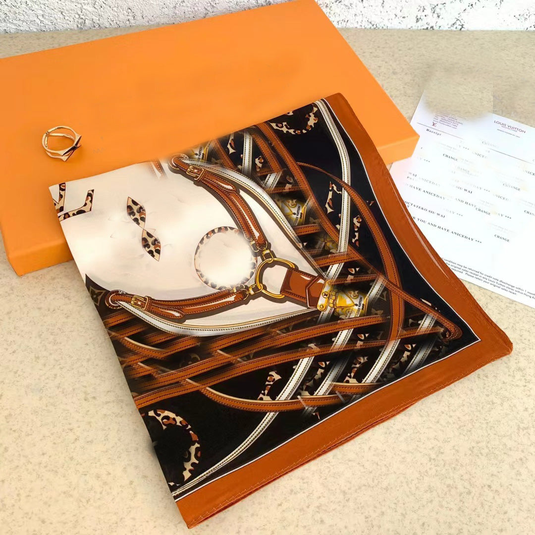 2023 New Silk Square Hair Scarf Foulard Pashmina Shawls and Wraps Neck Scarves Women Bandana Headbands Floral Bufandas