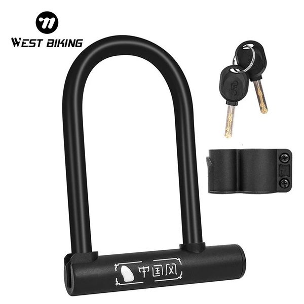 WEST BIKING Bicycle U Lock MTB Road Bicycle Padlock Portable Anti theft Security Motorcycle Scooter Bicycle Lock Bicycle Accessories 241212