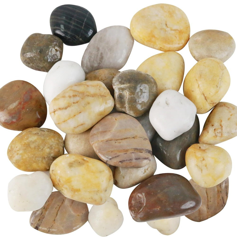 TEMU 5 (5 Lbs) 2-3 Inch High-polished River Rocks & Pebbles - Assorted Natural Stone Colors For Indoor-outdoor Plants, Aquariums, Vase Fillers,