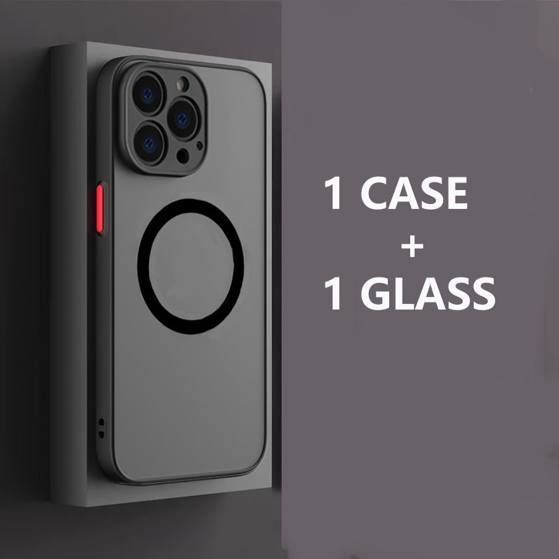 TEMU 2 In 1 Iphone 17 Pro Case With 1x Screen Protector, Luxury Armor Magnetic Wireless Charge Case For Iphone 16-15 Pro Max, Shockproof Cover For ,