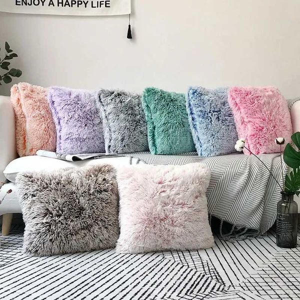Soft Faux Fur s Case Plush Cushion Cover Pink Blue ple Warm Living Room Bedroom Sofa Decorative s CoverC250212