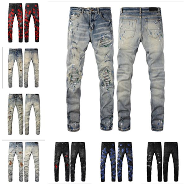 Mens Jeans Designer Skinny Distress Ripped Destroyed Stretch Biker Denim white Black Be Slim Fit Hip Hop Pants For Men size 28-40 High Quali