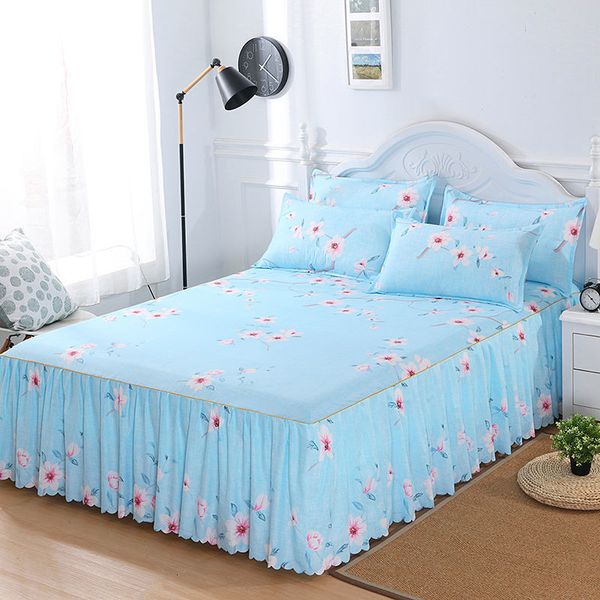 Bed Skirt Fashion Thin Bed Covers 2pcs With pillowcase Bedspread Bed Skirt Sheet Single Bed Dust Ruffle Flower Pattern Cover Sheets F0382 23