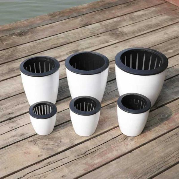 Planters Pots Lazy Flower Automatic Pot Flowerpot Imitation Porcelain Series Plastic Self Watering Pot Desk Home Office Garden Decor D4