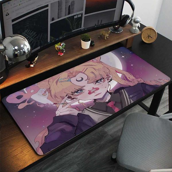 Mouse Pads Wrist Rests Moon Anime Girl Pc Gaming Accessories Mause Pad Mouse Mat Large Gamer Mousepad Computer Table Desk Extended Mats Offi