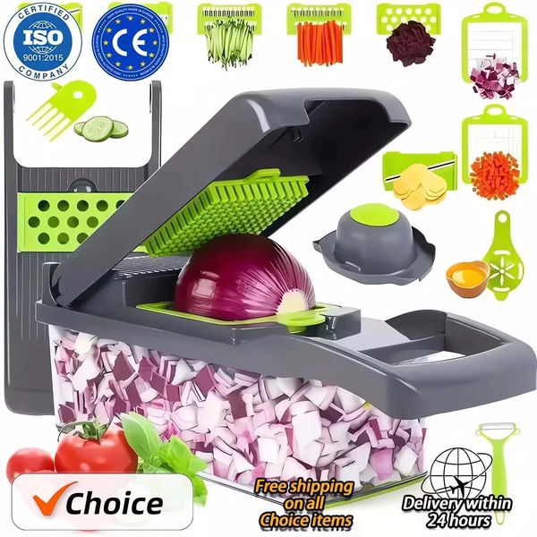 Hot 14-16 in 1 Multifunctional Vegetable Chopper Slicer Shredder with Basket Fruit Slicer Potato Shredder Carrot Grind Gadgets X250125
