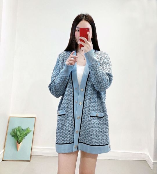 Women&#039;s Jackets Sandro Long Oversized Cardigan Contrasting colors V neck knitting