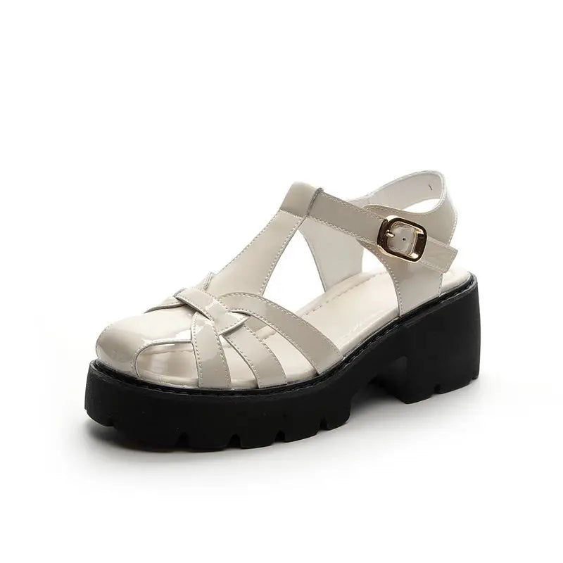 AIYUQI Women Sandals Genuine Leather Gladiator Women Sandals Platform Open Toe Roman Sandals for Women