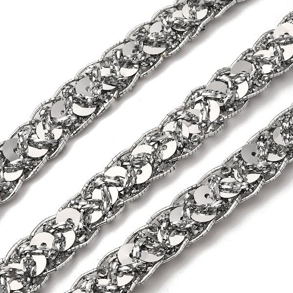 Pizzo glitterato in poliestere filigranato