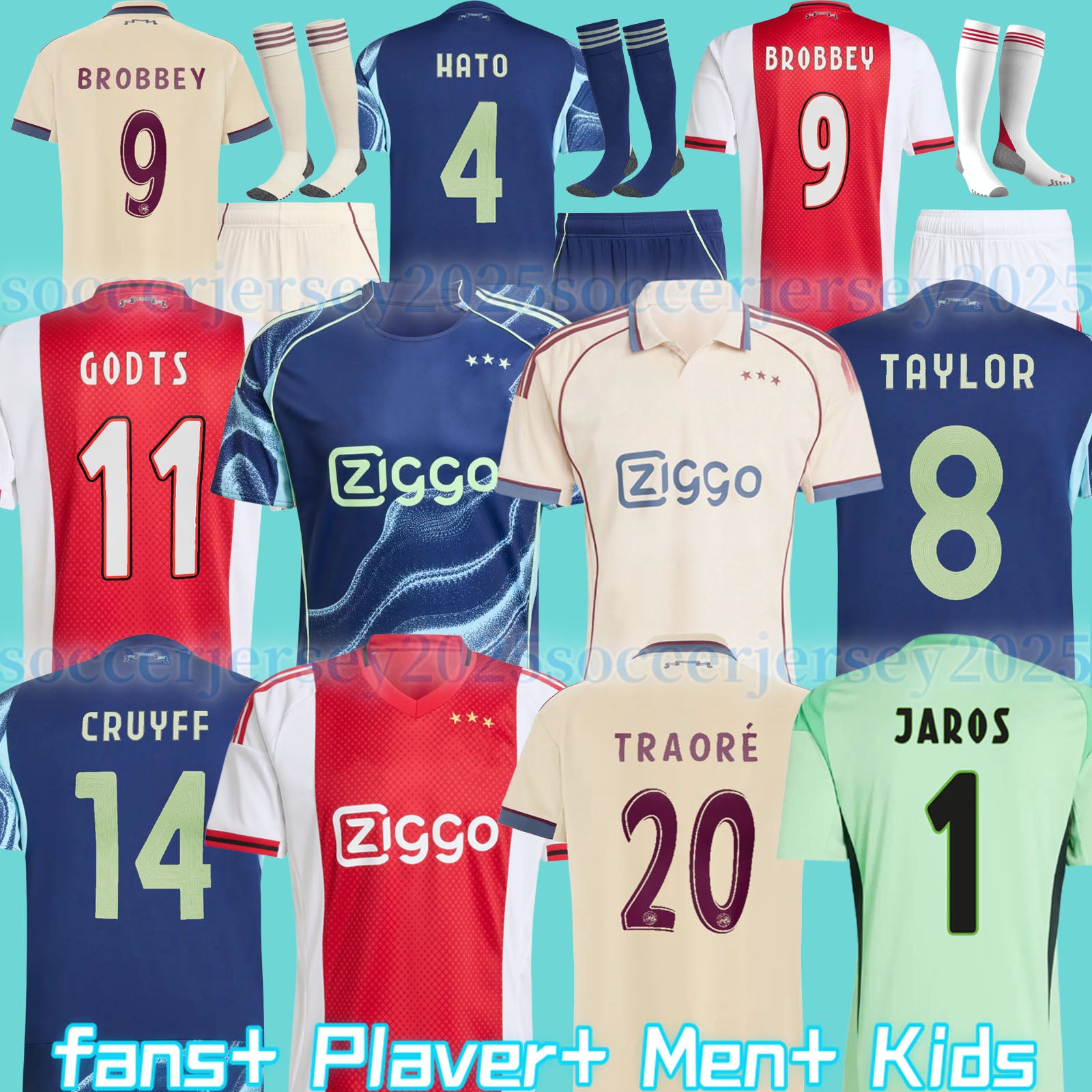 25-26 125th Anniversary Soccer Jerseys Kids Kit 2025 2026 Football Shirts AKPOM Co branded styles TAYLOR CRUYFF Bob Marley stone AjaOX Traore Godts
