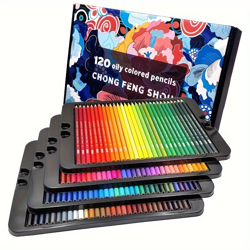 TEMU 72-120pcs-set Professional Oily Colored Pencils Set Drawing Assorted Colors Leads Box For Students School Supplies