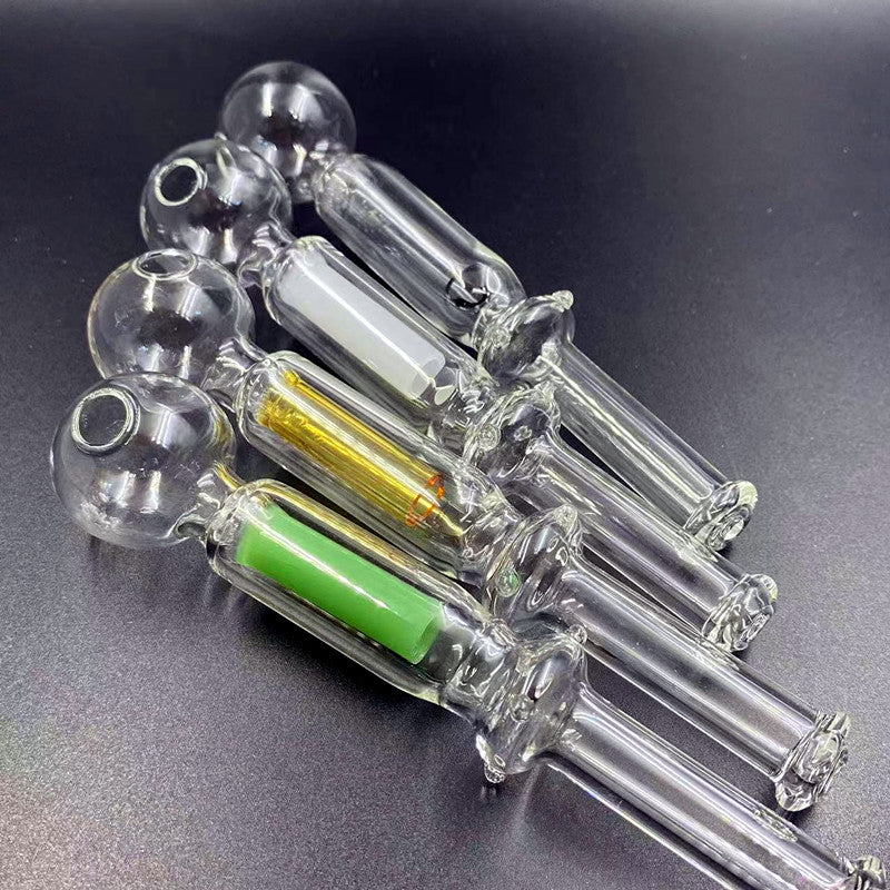 Colored Inline Filter Glass Oil Burner Pipe - 40g Heavy Pipe With 3cm Really Thick pyrex Glass Bubbler Head Bowl - Straight Hand Tube Water Pipe