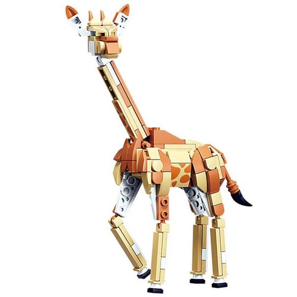 Blocks Animal Image Fox Kangaroo Giraffe Image Model Building Blocks Set Childrens Toys Wildlife Childrens Gifts H240104
