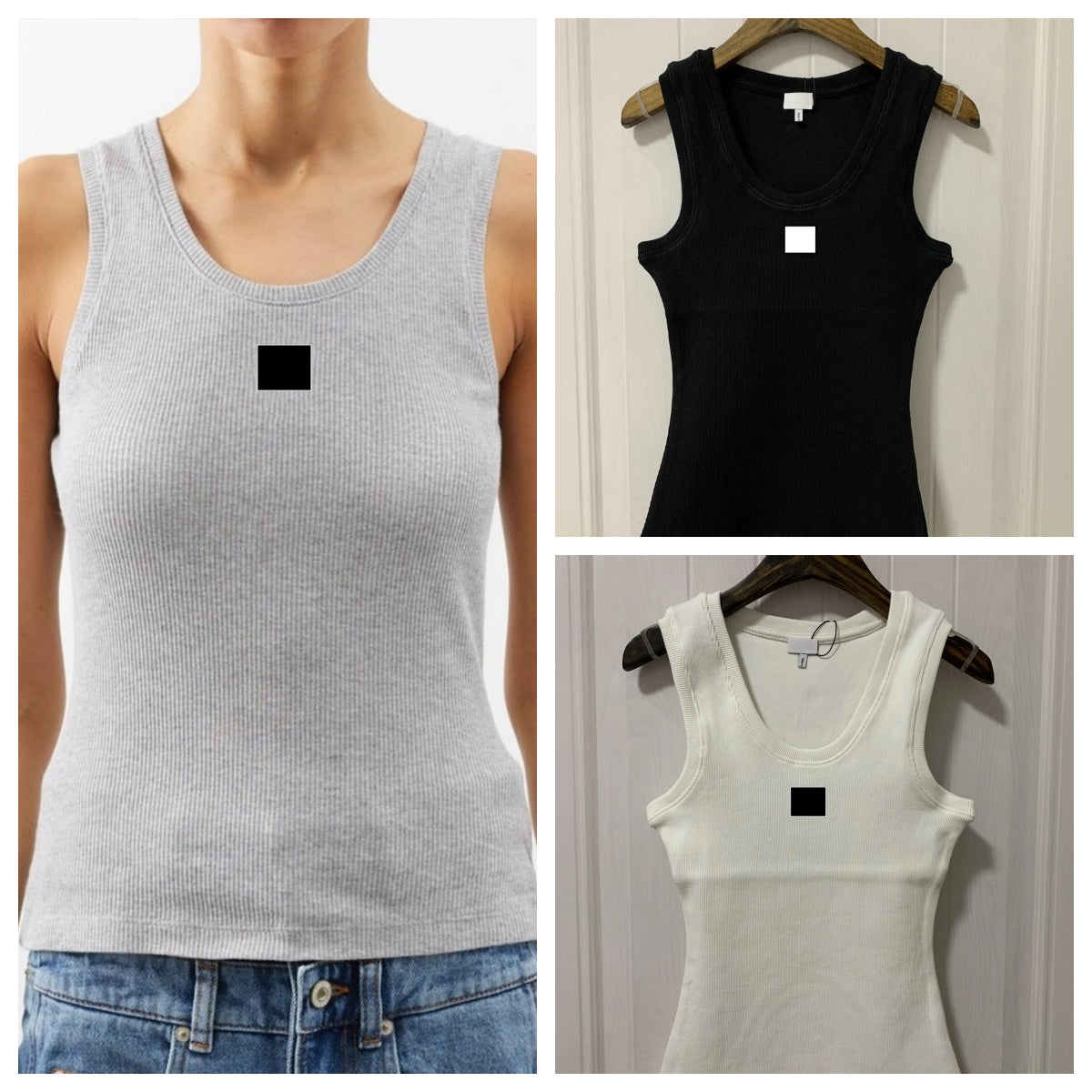 women Designer Tank Top Pullover Pure White Sleeveless Cropped Tanks Embroidered Cotton-blend Letter Shorts Outfits Solid Elastic Backless Tee