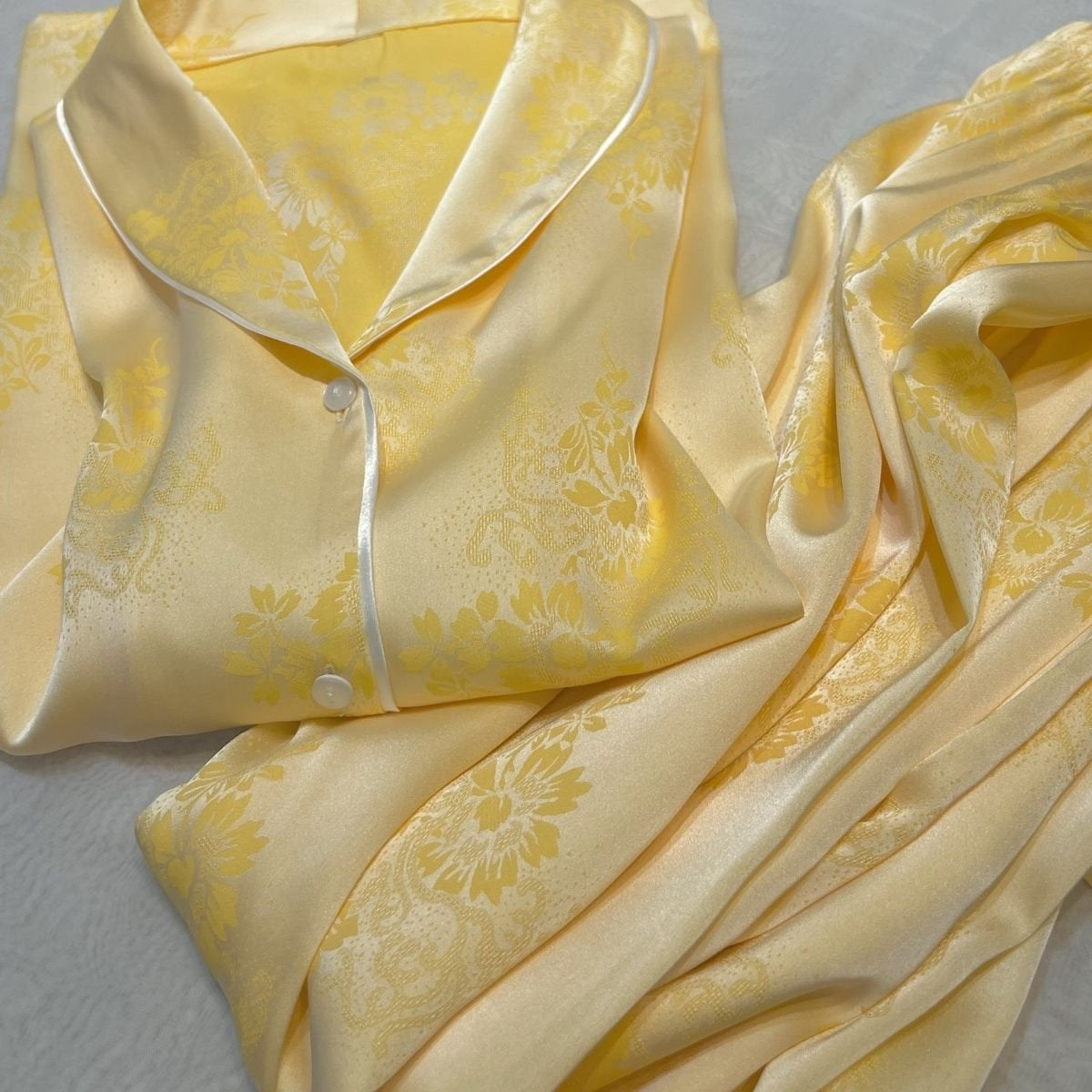 Women&#039;s Sleepwear Satin Pajamas Silk Floral Printing Lapel Button Shirt With Trousers Pajama Set Nightwear Pyjama Sleepwear Pijama Mujer