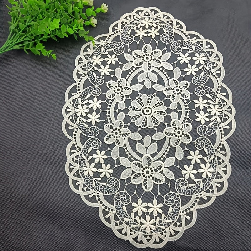 TEMU 1 Pack Of Table Mats, Coffee Table Mats, Hollow Studded Cover Cloth, Oval Table Mats