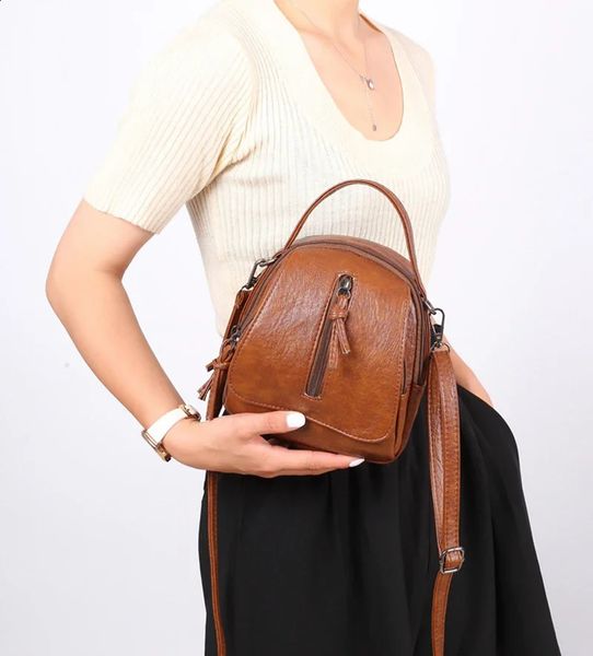 Vintage Bucket Shoulder Bags Crossbody Female PU Leather Solid Color Small Handbag Purse for Women Phone Pocket Messenger Bag 240905