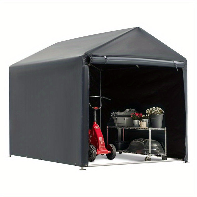 TEMU 5'x7.2' Heavy-duty Portable Storage Shed & Carport Canopy, Shelter For Bike, Motorcycle, Garden Storage, Motorcycle Cover, Bike Shelter, Canopy,