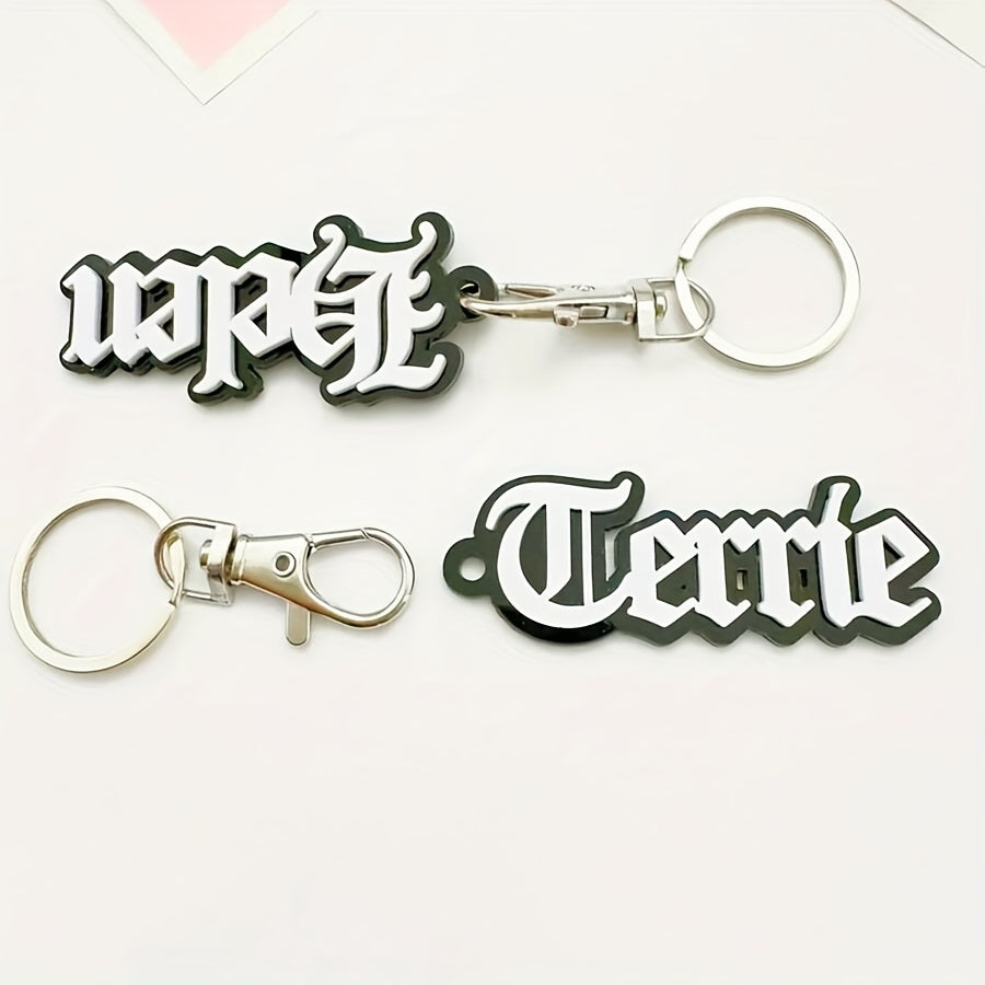 TEMU Custom Acrylic Name Tag Keychain Old English Font Personalized Bag-lunch Box-backpack Tag Handmade Name Tag Durable Acrylic Ideal Gifts For Him