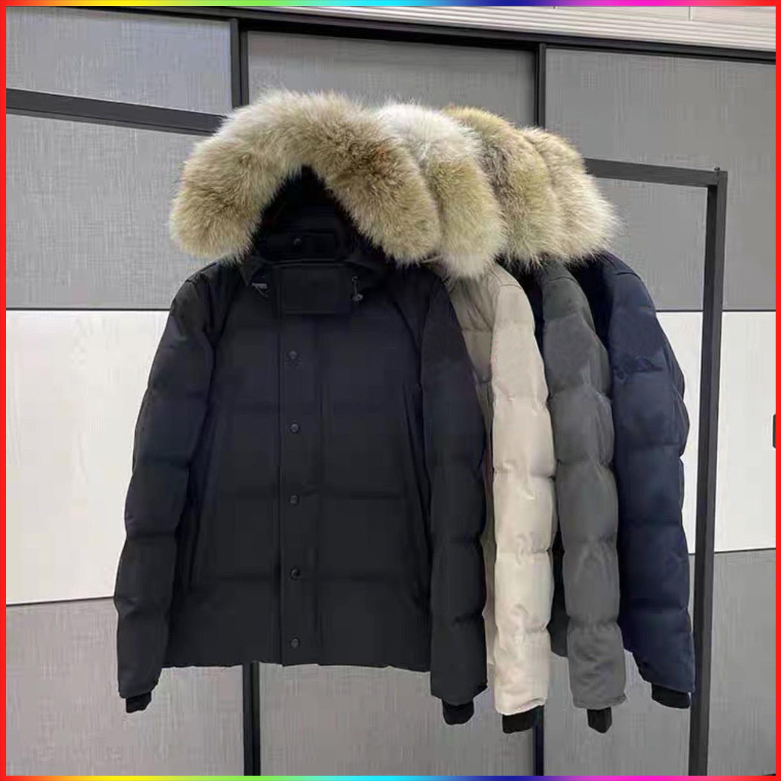 5A Winter Down jacket Winter Puffer Jackets Coat Real Wolf Fur Homme Outdoor Windbreaker Jassen Outerwear Hooded Manteau Hiver Canada Style warm Par
