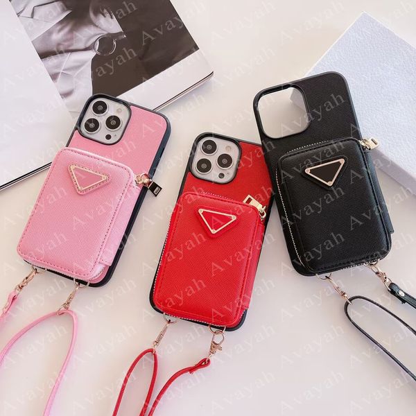 Luxury Triangle Design Phone Cases for iPhone 15 14 Plus 14pro 14plus 13 13pro 12 Pro Max 11 11promax Leather Functional Gadget Card Pocket