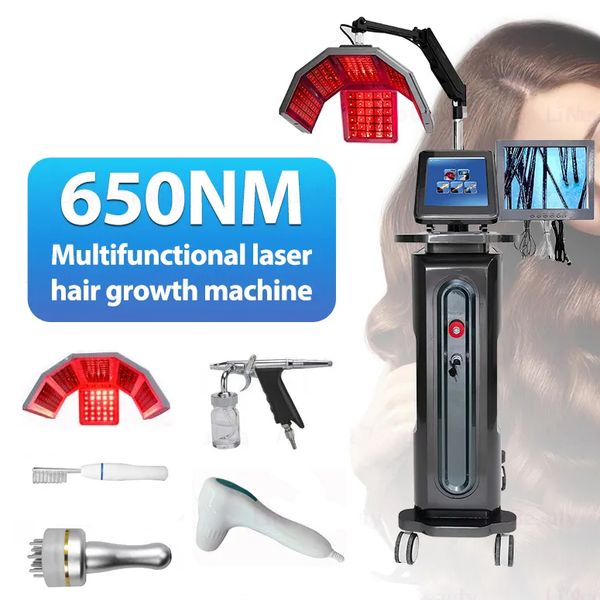 Vertical Newest Professional Hair Loss Treatment Diode Laser Hair Growth Scalp Nourishing Health Detection Machine 5 in 1 Hair Regrowth Inst