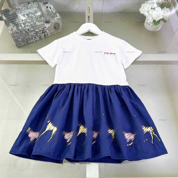 Luxury baby skirt Animal print Princess dress Size 90-160 CM kids designer clothes summer Splicing design girls partydress
