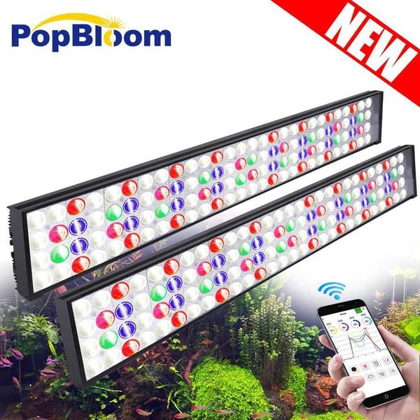 2PCS PopBloom-WiFi Planted Aquarium lamp Full Spectrum APP Control Aquarium Professional Plants Grow Light for 180CM-72 Tank Z250205
