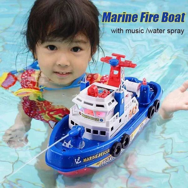 Baby Bath Toys Baby electric boat rescue boat toy fire boat speedboat toy with lighting and sound illumination suitable for childrens swimmi