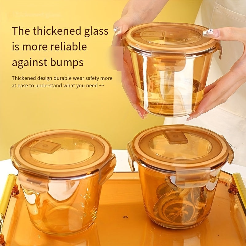 TEMU 1pc Glass Lunch Box With Lid - Microwave & Freezer Safe, Soup, Salad, Fruit Storage - Ideal For Office Workers