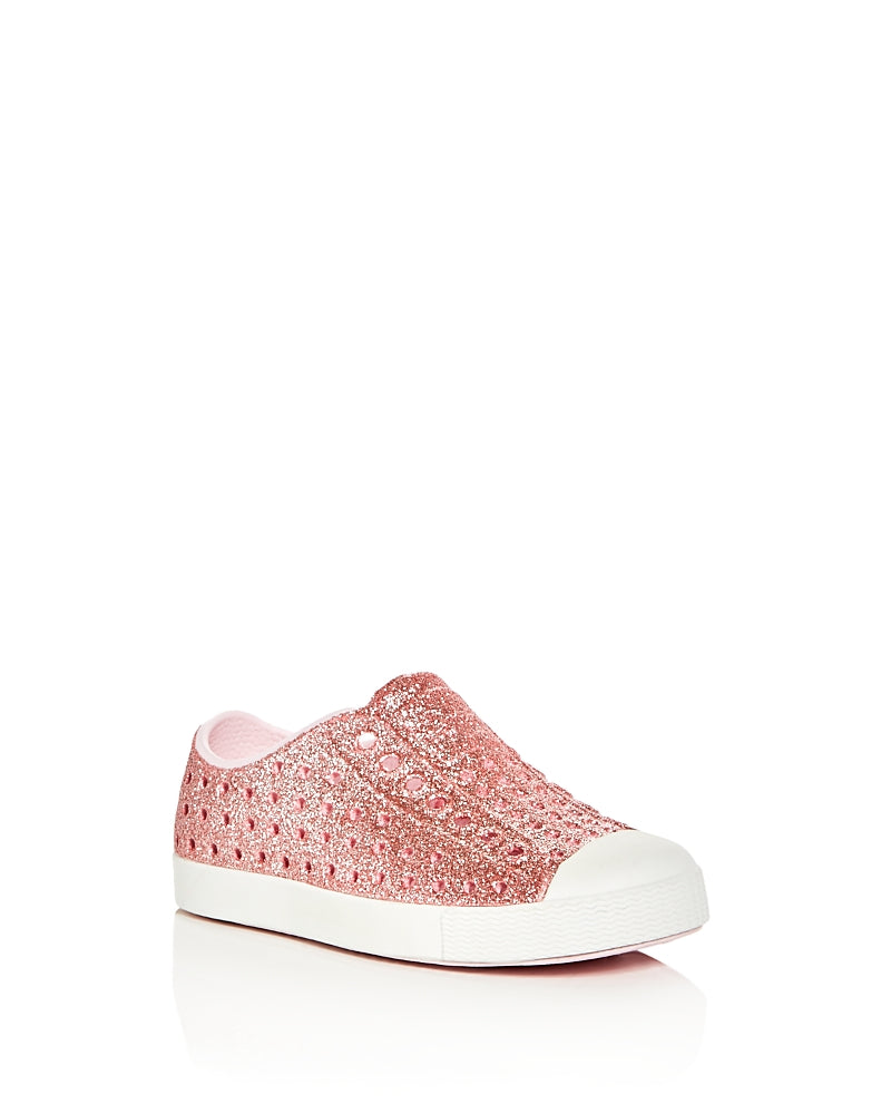 Native Girls' Jefferson Bling Glitter Waterproof Slip On Sneakers - Walker, Toddler, Little Kid
