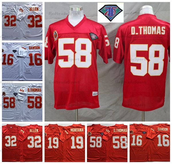 Jersey Vintage Mens 75th 16 Len Dawson 19 Joe Montana Football Jerseys 32 Marcus Allen 58 Derrick Thomas Jersey Stitched Shirts embroidery 3