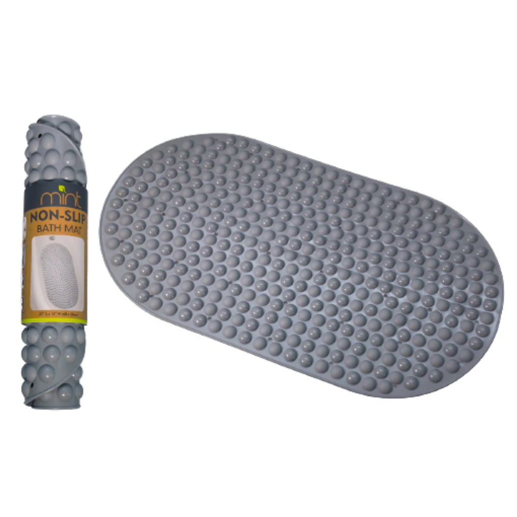 Long Oval Anti-Slip Bubble Bath Mat (1- or 2-Pack) - Gray (2-Pack)