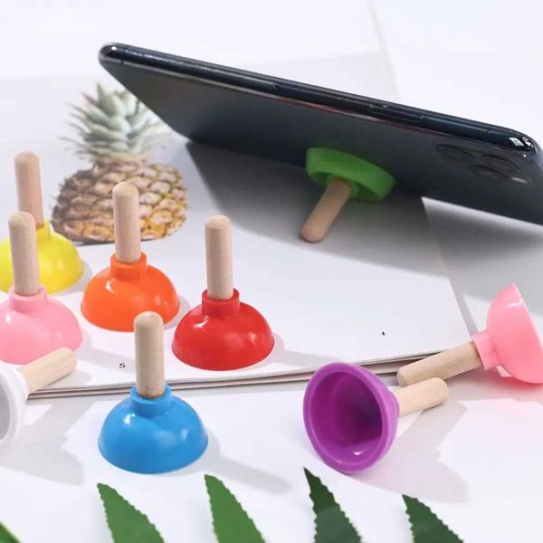 Cell Phone Mounts Holders Mini Colorful Toilet Shape Plunger Phone Holder Sucker Stand CL250207
