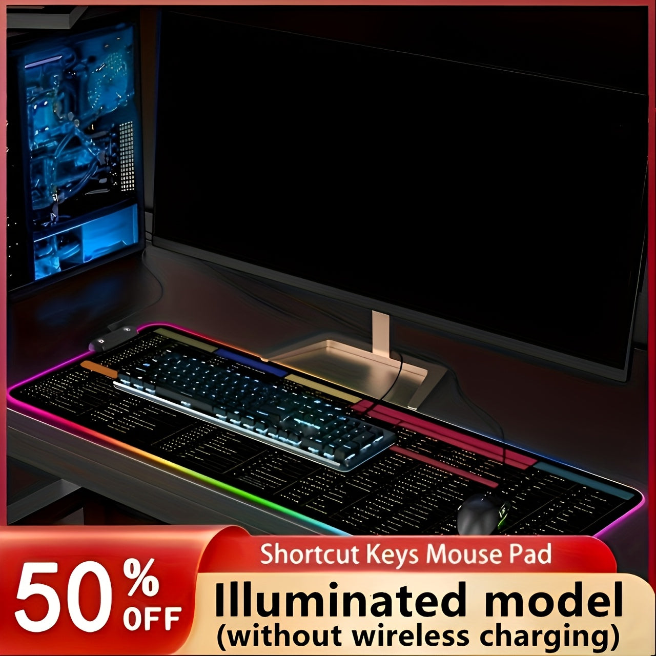 TEMU Extra-large Gaming Mouse Pad - Bright Colors, Anti-slip Rubber Base, To Enhance Gaming Experience - Ideal Desk Pad For Pc And Laptops, Modern