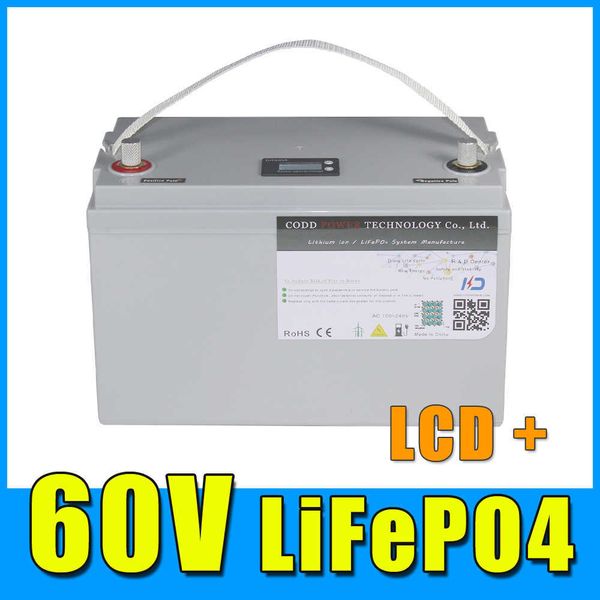 60V 30AH LiFePO4 Battery 60V 2000W 3000W Electric Bike Scooter LCD Waterproof Battery Pack