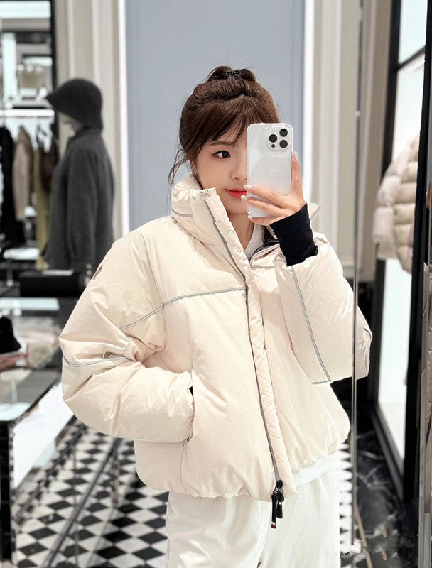 2025 Autumn Winter Down Women&#039;s Jackets Stand Collar Thick Zipper Pockets Woman&#039;s Coats Short Outerwear MZMKWD25007