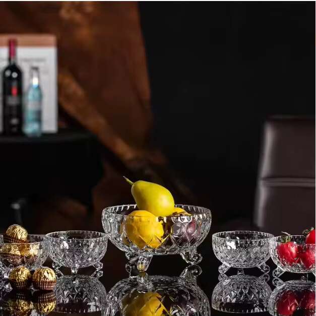 High Performance Small Vacuum Glass Jar Set Cute Cookie Fruit Snacks Buffet Candy Gridding Bowl Premium Dishwasher Safe Party