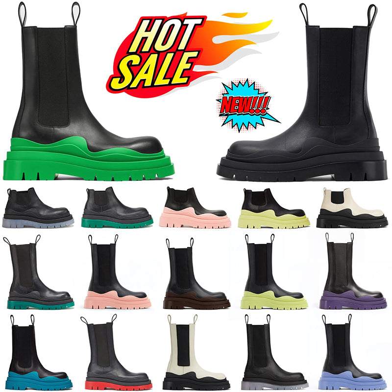 Designer Boots Women Men Chelsea Chunky Ankle Boot Luxurys Designer Contrast-sole Booties Leather Tire Fashion Women Martin Shoes Platform Sneakers